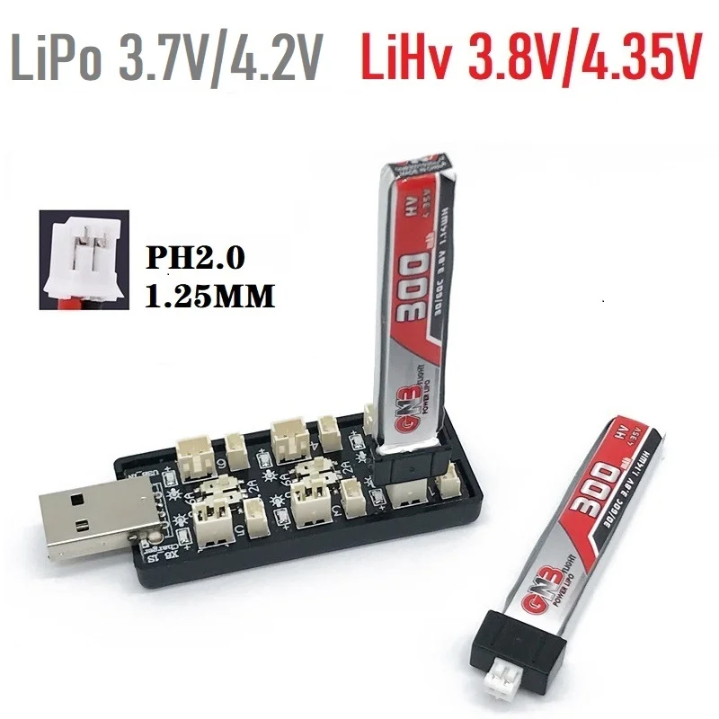 Drone Battery Connector - 6CH USB 1S LiPo/LiHv 3,7 V/4,2