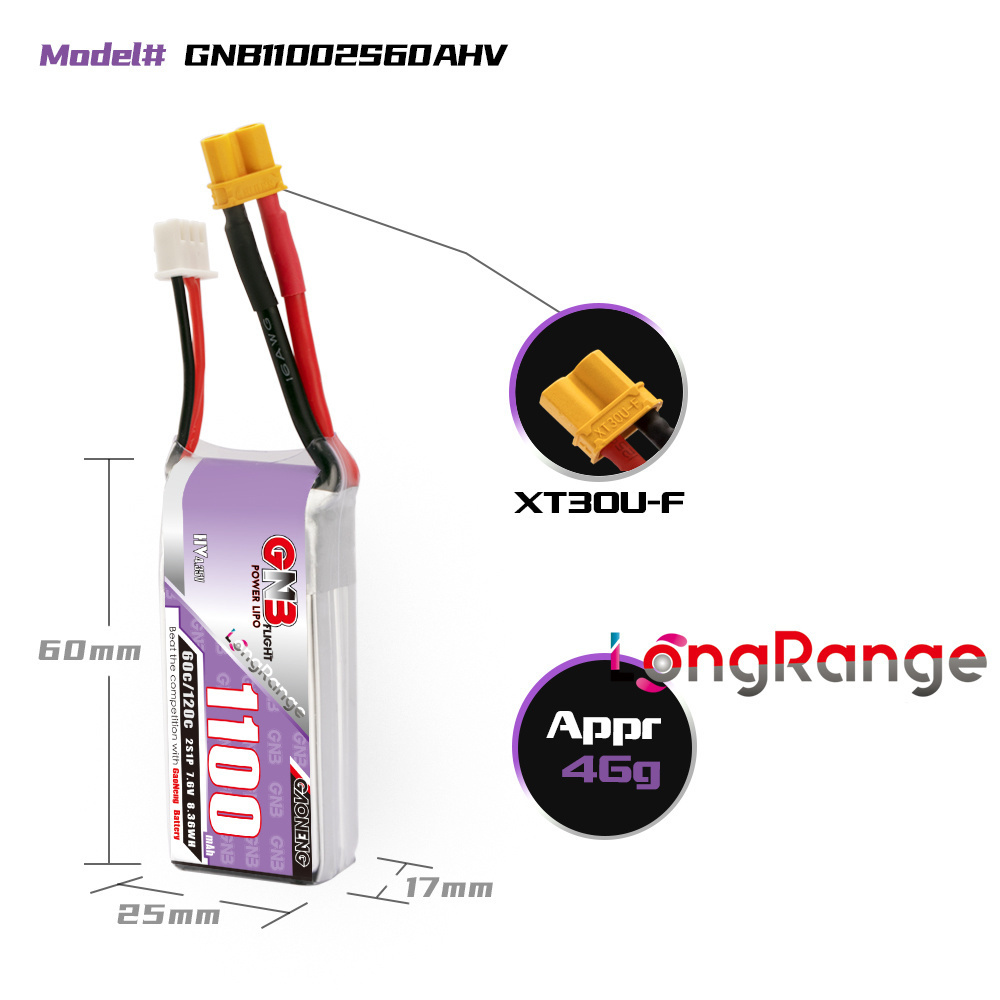 GNB 1100mAh 2S 3S 4S 6S 60C/12 - Drone Battery 4S reseña y precio