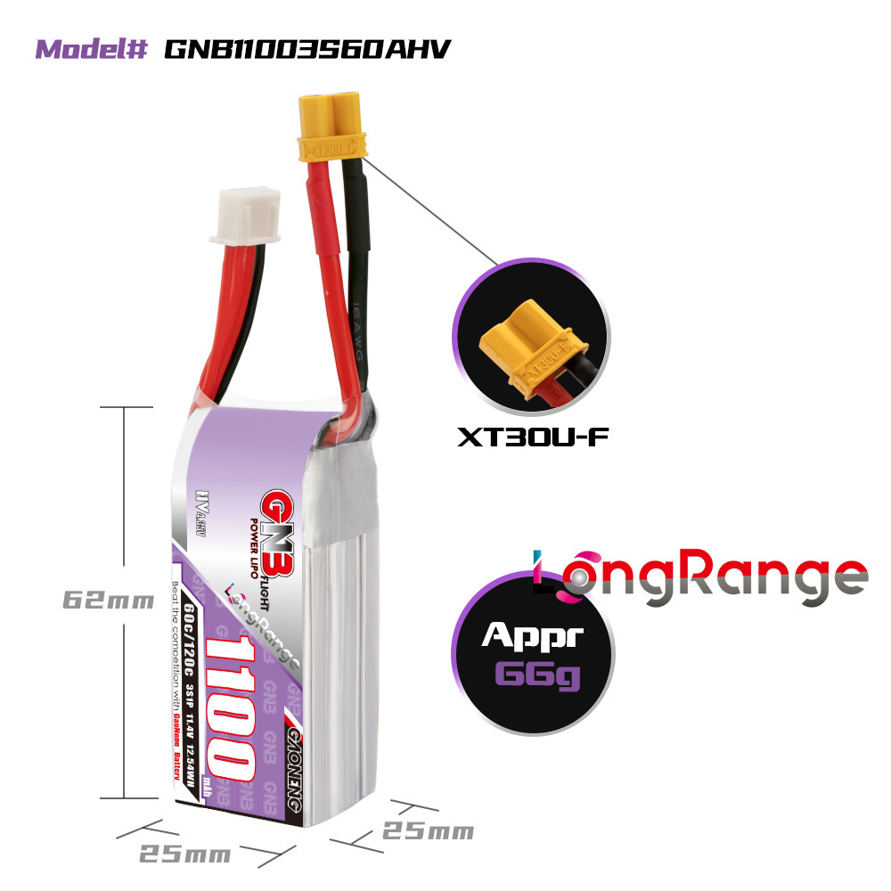 GNB 1100mAh 2S 3S 4S 6S 60C/12 - Drone Battery 4S reseña y precio