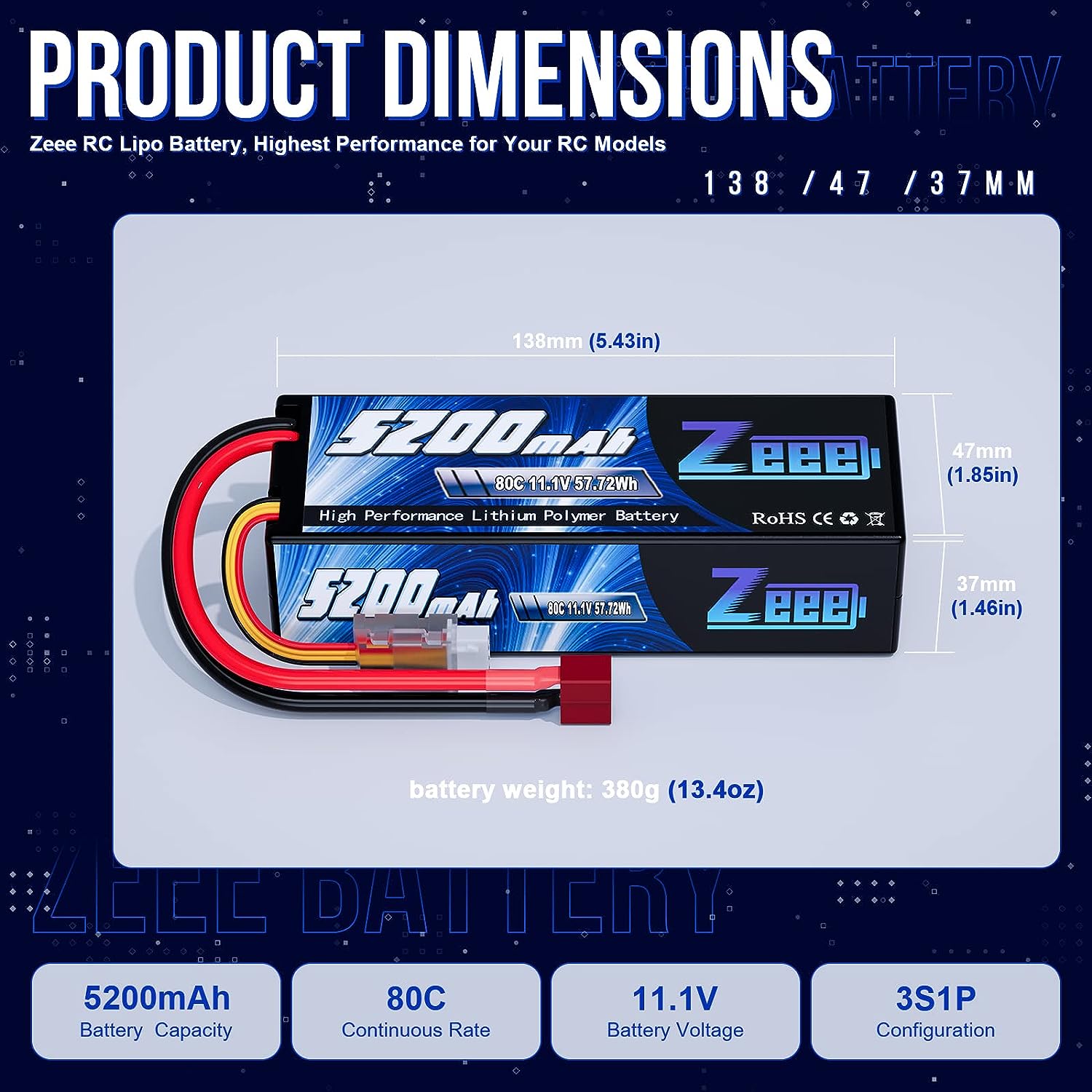 1/2 Uds Zeee 3S 5200mAh Lipo b - Drone Battery 4S reseña y precio