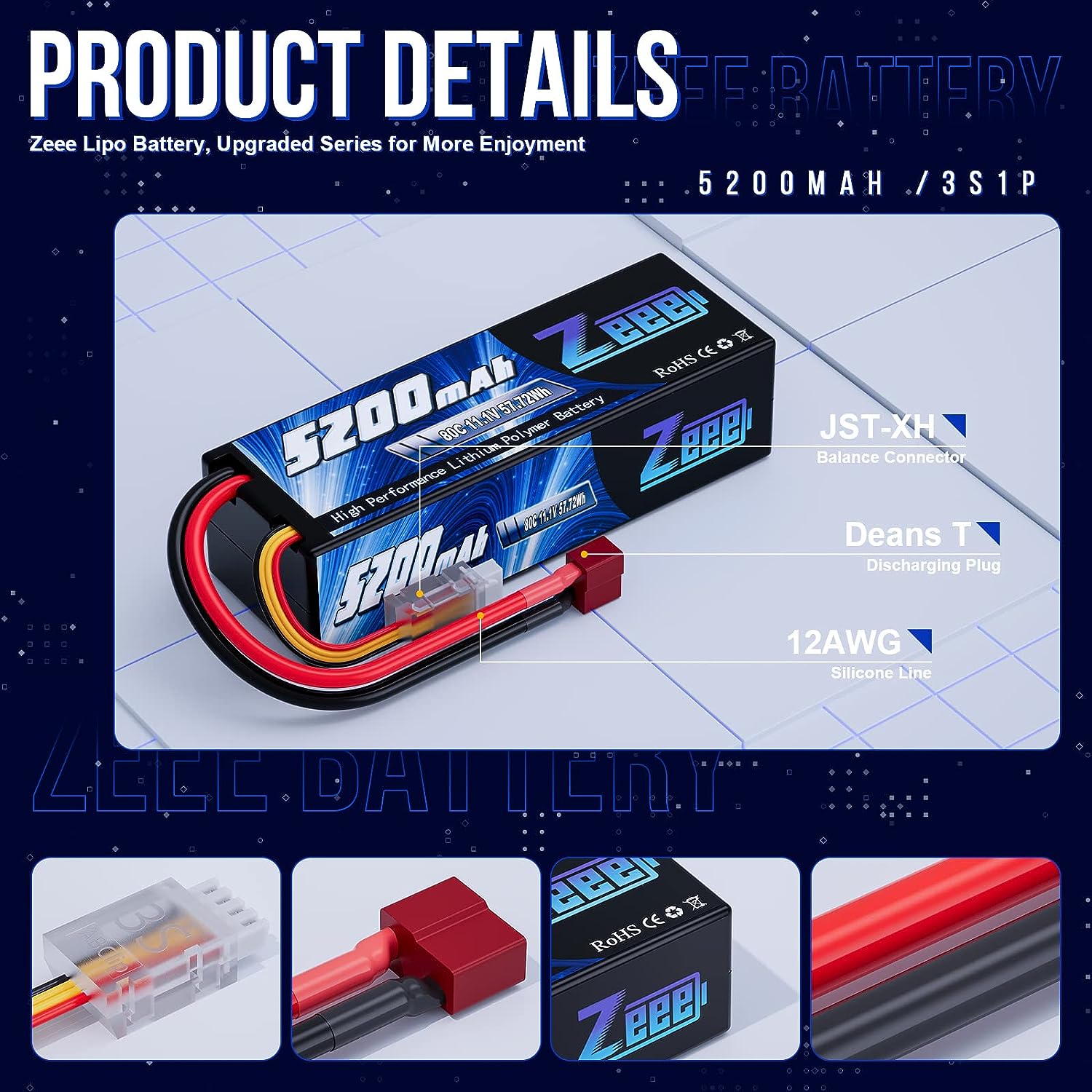 1/2 Uds Zeee 3S 5200mAh Lipo b - Drone Battery 4S reseña y precio